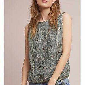 TINY Anthropologie Addison Embroidered Tie Waist Tank Top size S